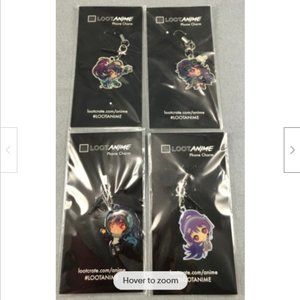 Lot of 4 Anime Loot Crate Phone Charm / Zipper Pull
